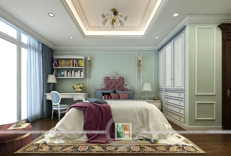 Mẫu thiết kế nội thất phòng ngủ chung cư cao cấp với cách bố trí nội thất khoa học hợp lí lôi cuốn mọi ánh nhìn