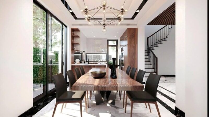 Sắp xếp nội thất phòng ăn hiện đại sang trọng cho nhà phố, biệt thự.